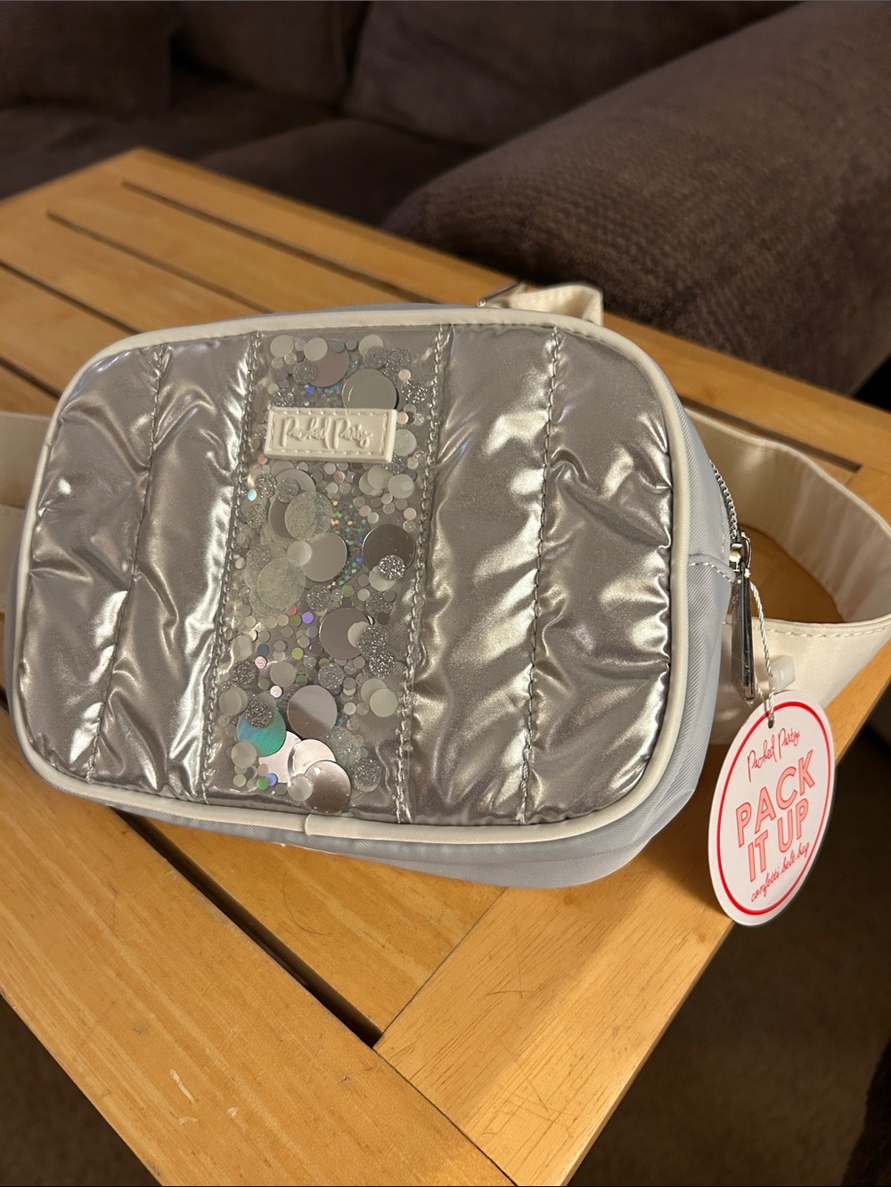 Packed Party Silver Mini Crossbody Bag with Iridescent Accents
